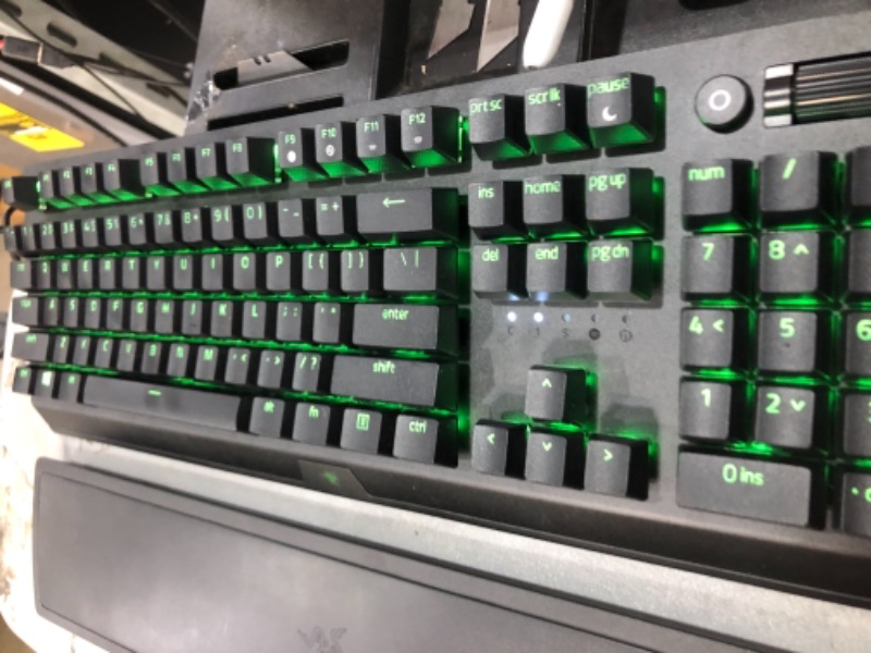 Photo 2 of Razer BlackWidow V3 Mechanical Gaming Keyboard: Green Mechanical Switches - Tactile and Clicky - Chroma RGB Lighting - Compact Form Factor - Programmable Macro Functionality TESTED AND FUNCTIONS
