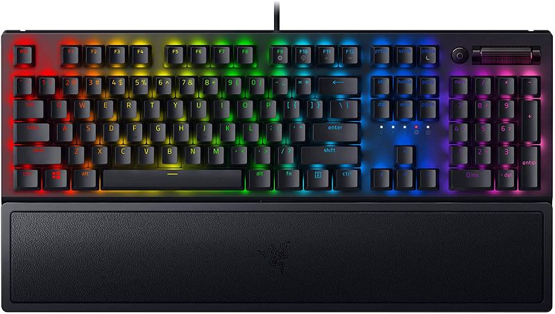 Photo 1 of Razer BlackWidow V3 Mechanical Gaming Keyboard: Green Mechanical Switches - Tactile and Clicky - Chroma RGB Lighting - Compact Form Factor - Programmable Macro Functionality TESTED AND FUNCTIONS
