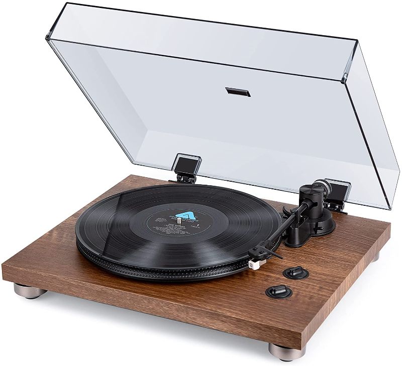 Photo 1 of 1 BY ONE Rock Pigeon Belt-Drive Turntable with Speakers, Built-in Phono Preamp, Vinyl Record Player with Moving Magnetic Cartridge AT-3600L, RCA Out
