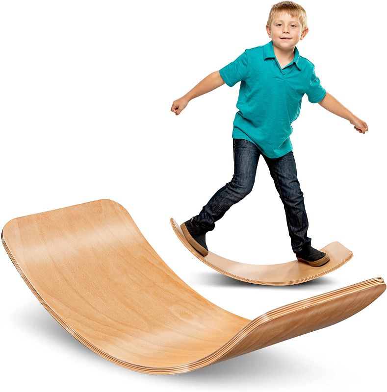 Photo 1 of  Wooden Balance Board Wobble Board for Kids - Wood Toys | Waldorf Toys | Kids Wooden Toys | Open Ended Toys | Wobble Balance Board Kids | Rocker Board