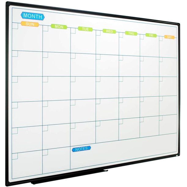 Photo 1 of Dry Erase Calendar Whiteboard - Magnetic White Board Calendar Monthly 48 X 36 Inch, Black Aluminum Frame Wall Mounted Board for Office Home and School
