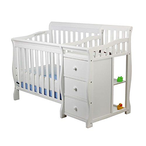 Photo 1 of Dream On Me Jayden 4-in-1 Mini Convertible Crib And Changer in White, Greenguard Gold Certified , 56.75x29x41 Inch (Pack of 1)
