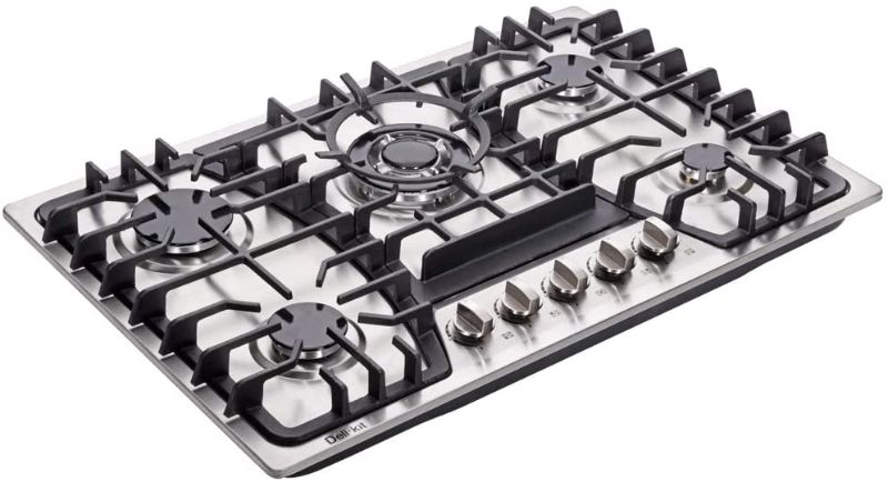 Photo 1 of Deli-kit 30 inch Gas Cooktops Dual Fuel Sealed 5 Burners Gas Cooktop Built-In Stainless Steel Gas Hob DK257-A03 Gas Cooktop
