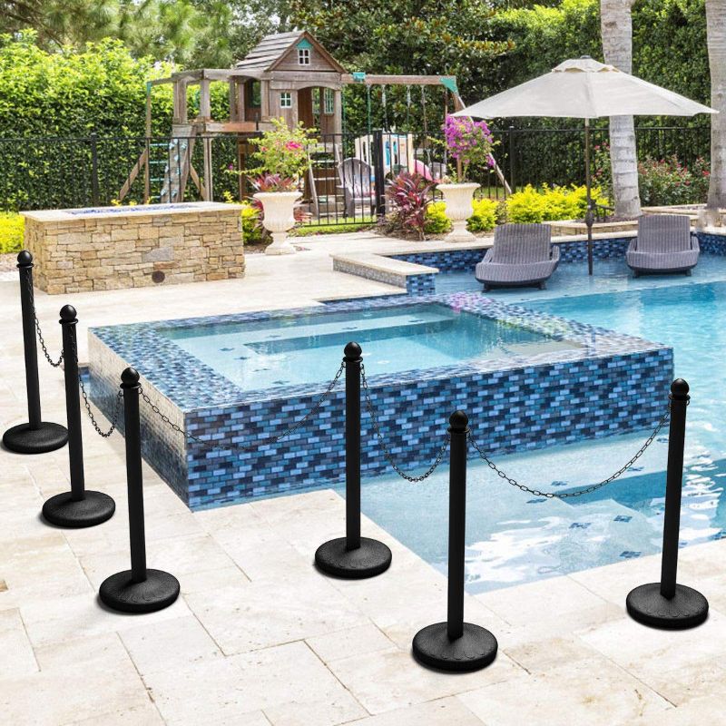 Photo 1 of * **SIMILAR TO STOCK FOTO *** Crowd Control Stands Black Plastic Stanchion Posts Set Barrier Pack of 4