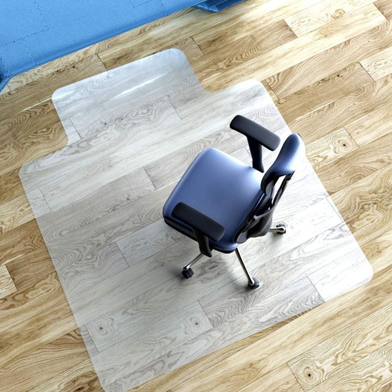 Photo 1 of Large (53x45 inch) Vinyl Office Chair Mat for Hardwood Floor,Heavy Duty,HOMBYS Plastic Floor Mat for Office Chair and Computer Desk,Easy Rolling for Gaming Chairs ,Clear, Flat Without Smell
