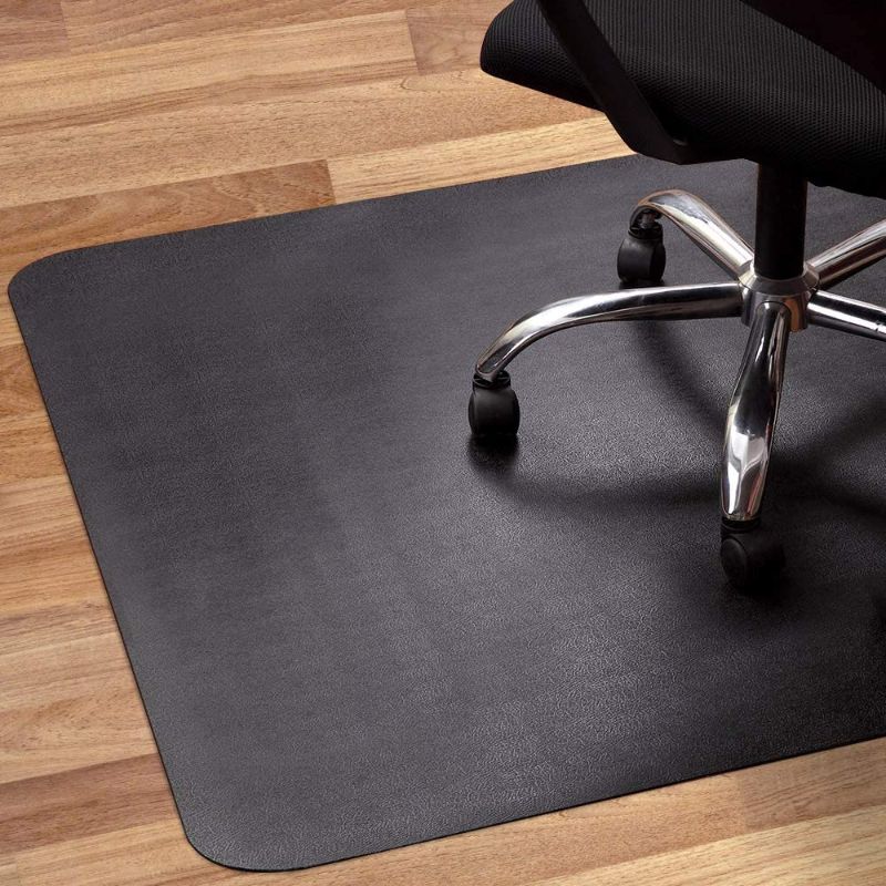 Photo 1 of Office Chair Mat for Hardwood and Tile Floor, Black, Anti-Slip, Non-Curve, Under the Desk Mat Best for Rolling Chair and Computer Desk, Rectangular...
