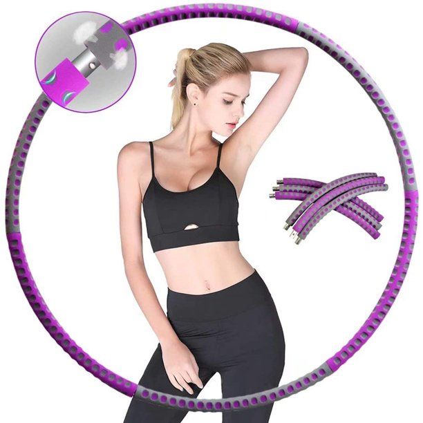 Photo 1 of Adult Hula Hoop Band, Weighted Hula Hoop, Stainless Steel, 6 Segments, Detachable, Suitable for Fitness / Slimming / Belly Shaping, Purple/Gray