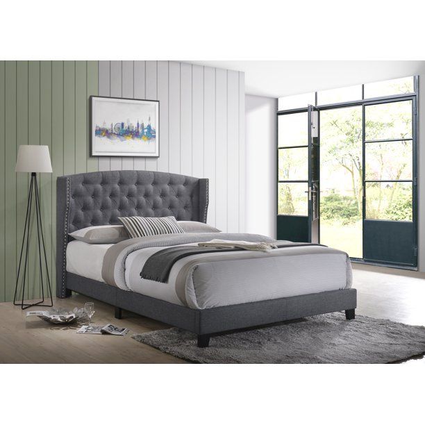 Photo 1 of  Queen Platform Gray Bed size queen with headboard 