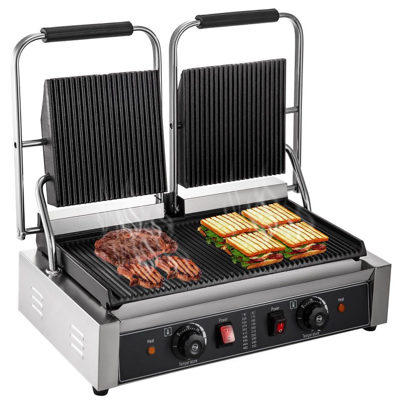 Photo 1 of PARTS ONLY NON FUNCTIONAL Commercial Panini Press Grill Electric Grill Griddle 3600w Double Grooved Plates