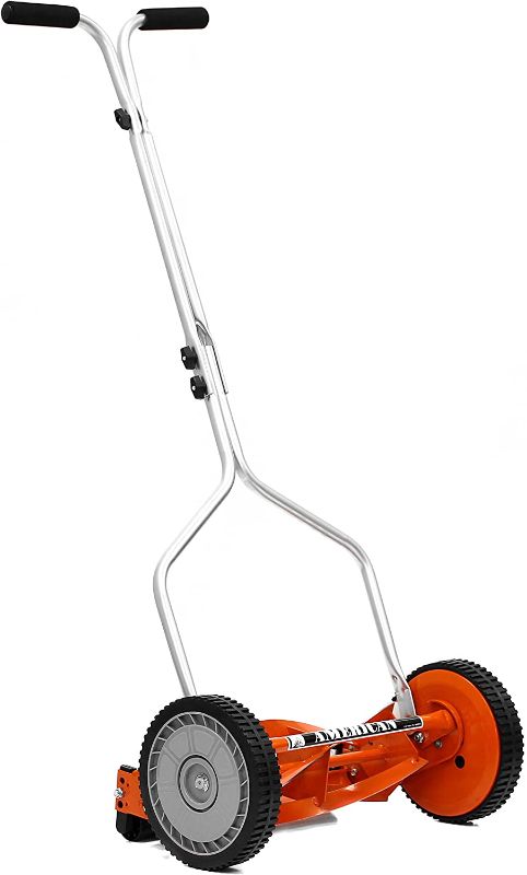 Photo 1 of American Lawn Mower Company 1204-14 14-Inch 4-Blade Push Reel Lawn Mower, Red