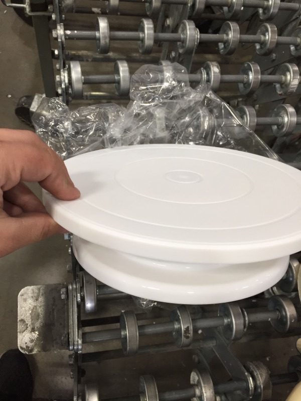 Photo 1 of 11 Inch Rotating Cake Turntable Stand, Revolving Turn Table Top for Cake Decorating, Rotary Round Cake Stand for Pastries Cookies Cupcakes Decorating Display Tool (White) x2