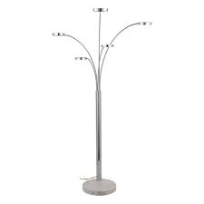 Photo 1 of 
66.9 in. Chrome Finish LED Floor Lamp of 5 Curving Lamp Heads
