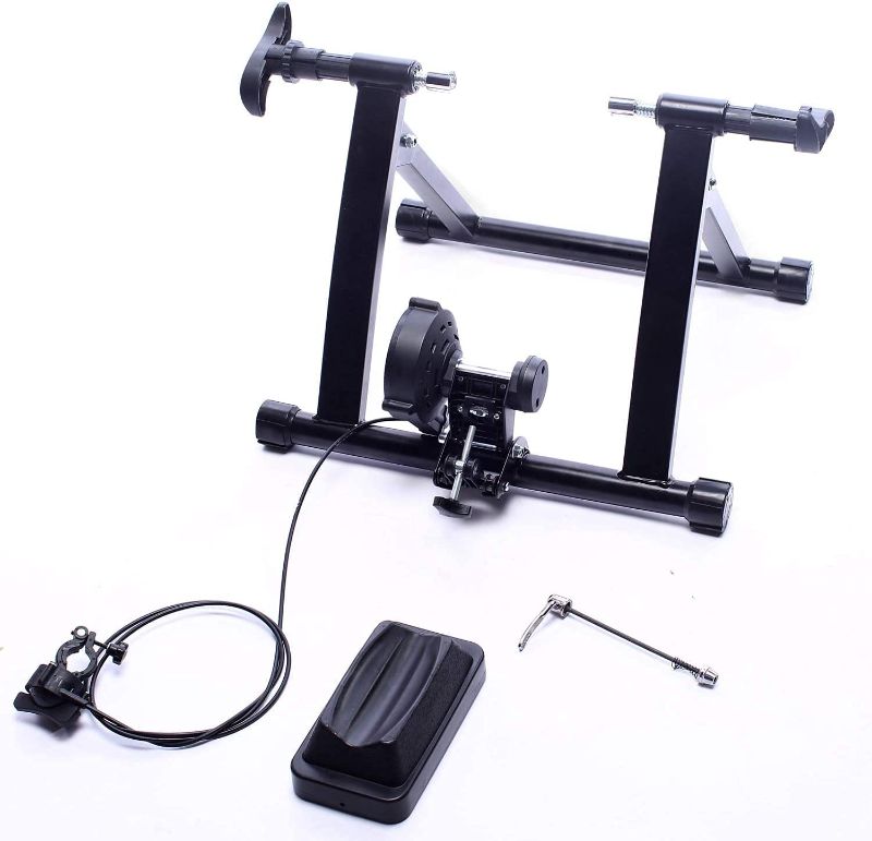 Photo 1 of BalanceFrom Bike Trainer Stand Steel Bicycle Exercise Magnetic Stand with Front Wheel Riser Block, Black
