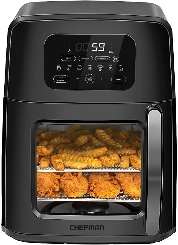 Photo 1 of Chefman Auto-Stir Air Fryer Convection Oven +, Moves Food for Even Frying, XL 11.6-Quart Rotisserie, Fries w/Less Oil, Digital Cooker w/Dual Heating Elements, Dehydrate Mode, Fits 8-in Bake Pan
