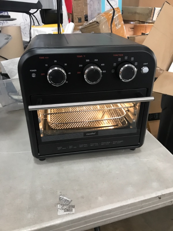 Photo 2 of Comfee' Retro Air Fryer Toaster Oven, 7-in-1, 1250W, 13.6L Capacity, 4 Slice, Air Fry, Bake, Broil, Toast, Warm, Convection Broil, Convection Bake, Black, Perfect for Countertop (CO-A101A(BK))
