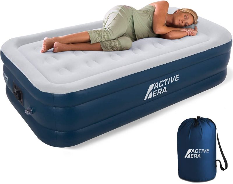 Photo 1 of Active Era Air Mattress with Built-in Pump - Puncture Resistant Air Bed with Waterproof Flocked Top - Elevated Inflatable Mattress Queen, Single, Twin
