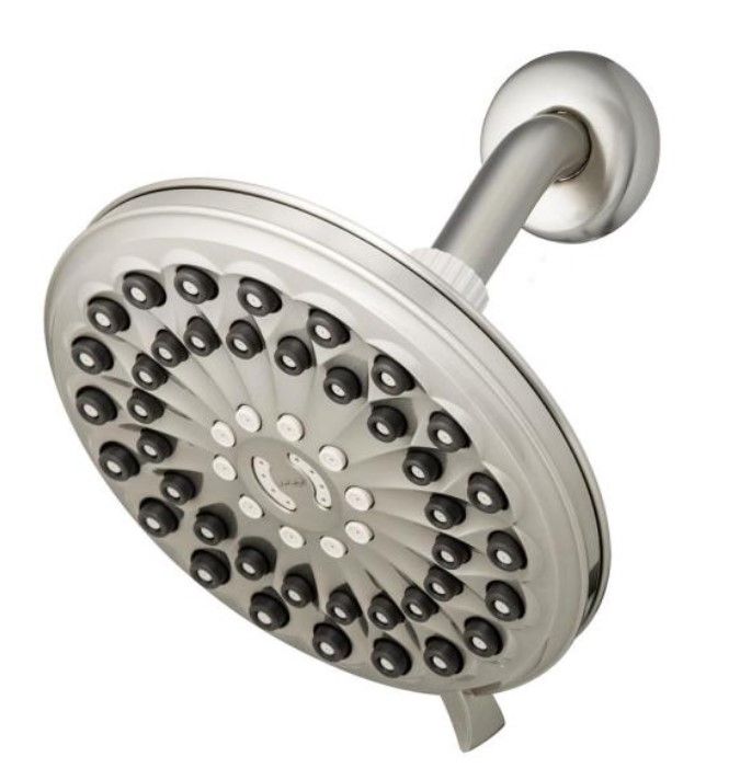 Photo 1 of 6-Spray Patterns 7 in. Drencher Wall Mount Adjustable Fixed Shower Head in Brushed Nickel
