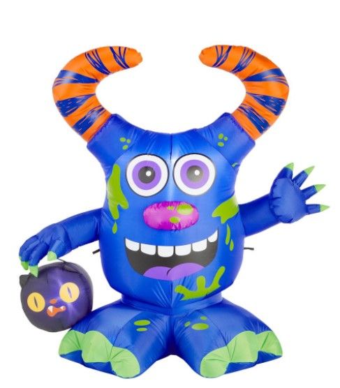 Photo 1 of 4.5 ft. Doodle Monster with Candy Bucket Airblown Halloween Inflatable
