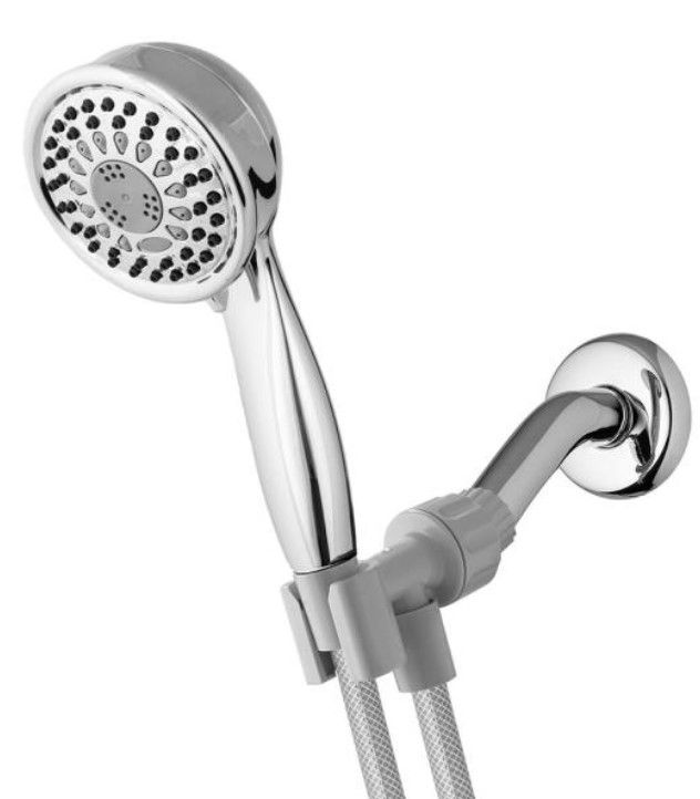 Photo 1 of 5-Spray 3.5 in. Single Wall Mount 1.8 GPM Handheld Shower Head in Chrome
