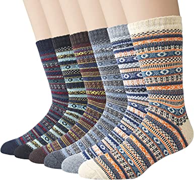 Photo 1 of 6 Pairs Mens Socks - Warm Wool Casual Crew Socks for Winter
