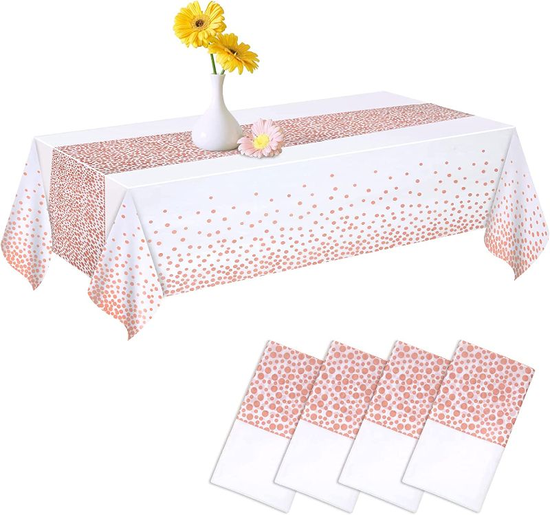 Photo 1 of 4 Pack Plastic Tablecloths for Rectangle Tables, Waterproof