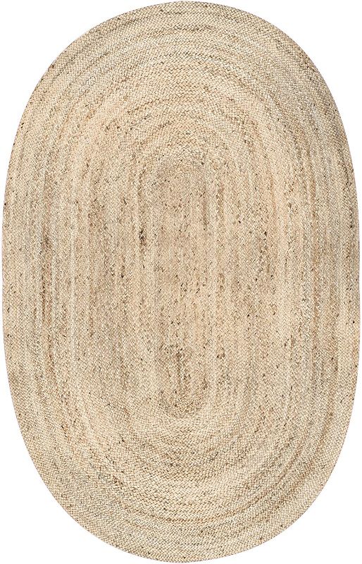 Photo 1 of  Rigo Hand Woven Jute Area Rug, 5' x 8' Oval, Natural
