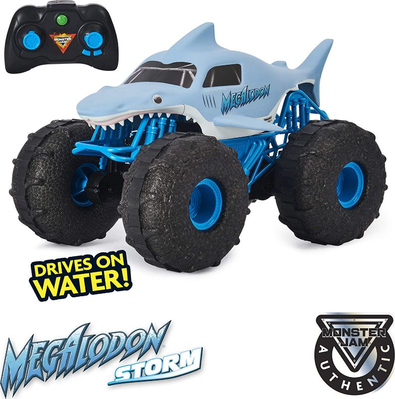 Photo 1 of Monster Jam, Official Megalodon Storm All-Terrain Remote Control Monster Truck Toy Vehicle, 1:15 Scale
