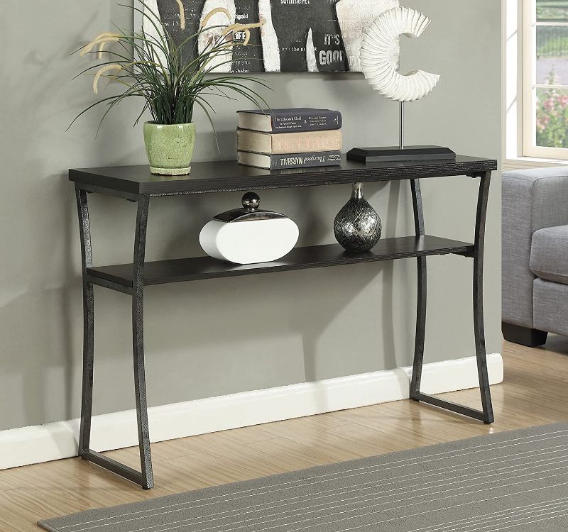 Photo 1 of Convenience Concepts X-Calibur Console Table, Espresso / Slate Gray Frame
