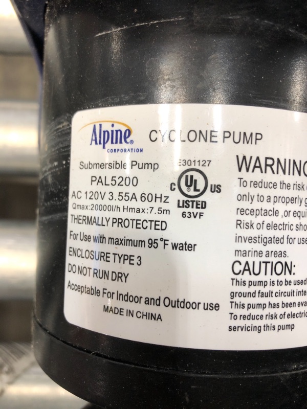 Photo 3 of Alpine Corporation Alpine PAL5200 Cyclone Pond Pump-5200 Fountains, Waterfalls, and Water Circulation Pump, 5200 GPH, Black and Blue
