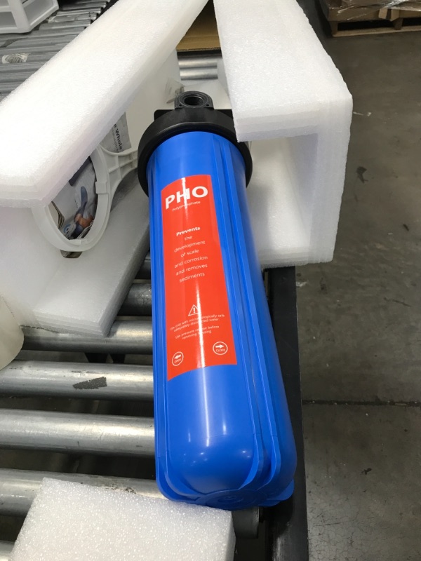 Photo 1 of Express Water WH100SP Anti Scale Whole House Filter – Home Water Filtration System – Polyphosphate Conditioner – Includes Pressure Gauge, Easy Release, and 1” Inch Connections, Blue
