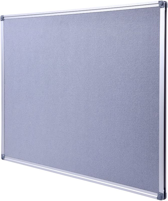 Photo 1 of  Aluminum Framed Wall- Mounted 48 x 36 Inch Large Fabric Bulletin Board Message Memo Pin Board for Home Office School, Grey
