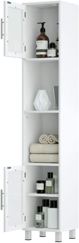 Photo 1 of  Home Bedroom Living Room Wood Linen Storage Cabinet Free Standing w/Four Shelves and Suitable white Cover pic not exact