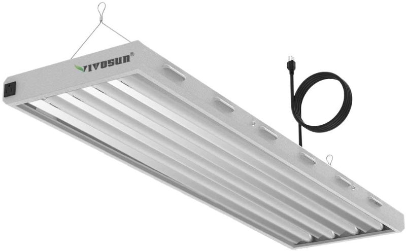 Photo 1 of VIVOSUN T5 Grow Lights 4 ft, T5 Light Fixture Bulbs, 6500K HO Fluorescent Tubes, High-Output T5 Bulbs for Indoor Plants, UL Listed, 4 Bulbs, 8 ft Power Cord, 2 Hanging Cables, On/Off Switch