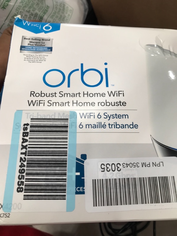 Photo 5 of NETGEAR Orbi 8-Stream Tri-Band AX4200 Whole Home Mesh Wi-Fi 6 System (RBK752-100CNS) - 2 Pack