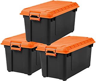 Photo 1 of IRIS USA SIA Heavy-Duty Storage Plastic Bin Tote Container with Durable Lid and Secure Latching Buckles, Garage and Metal Rack