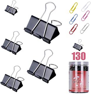 Photo 1 of Binder Clips Assorted Sizes, 130 PCS Paper Clamps Assorted Sizes for Home School Office Supplies, Metal Fold Back Clips - 2 PACK