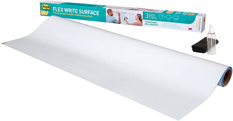 Photo 1 of Post-it Flex Write Surface, Permanent Marker Wipes Away with Super-Hydrophilic Technology, 8 ft x 4 ft, White Dry Erase Whiteboard Film (FWS8X4)