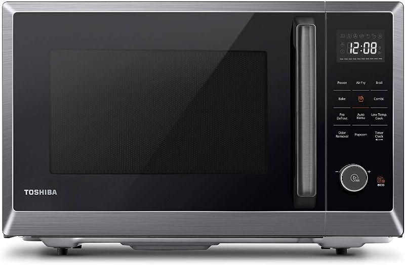 Photo 1 of Toshiba ML2-EC10SA(BS) Multifunctional Microwave Oven with Healthy Air Fry, Convection Cooking, Position Memory Turntable, Easy-Clean Interior and ECO Mode, 1.0 Cu.ft, Black Stainless Steel