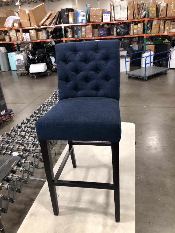 Photo 2 of Amazon Brand – Stone & Beam Carson Tufted High-Back Upholstered Counter-Height Kitchen Stool, 41"H, Navy Blue