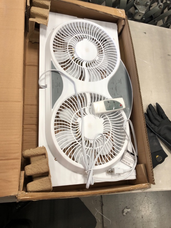 Photo 2 of BEYOND BREEZE Premium 9" Twin Window Fan 3-Speed Reversible Airflow Blades, 3-Function Expandable Twin Window Fan with Remote Control (Min. 23.5" Max. 37")
