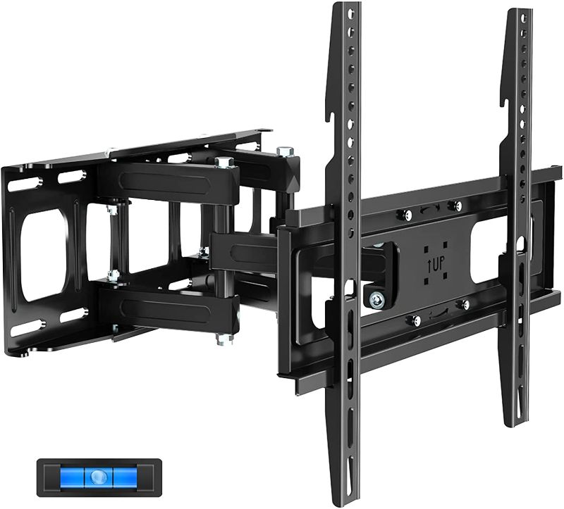 Photo 1 of Full Motion TV Wall Mount with Height Setting, JUSTSTONE TV Bracket Fits Most 27-65 Inch LED Flat&Curved TVs,Articulating Swivel Tilt Dual Arms Extension Max VESA 400x400mm and Holds up to 121 LBS
