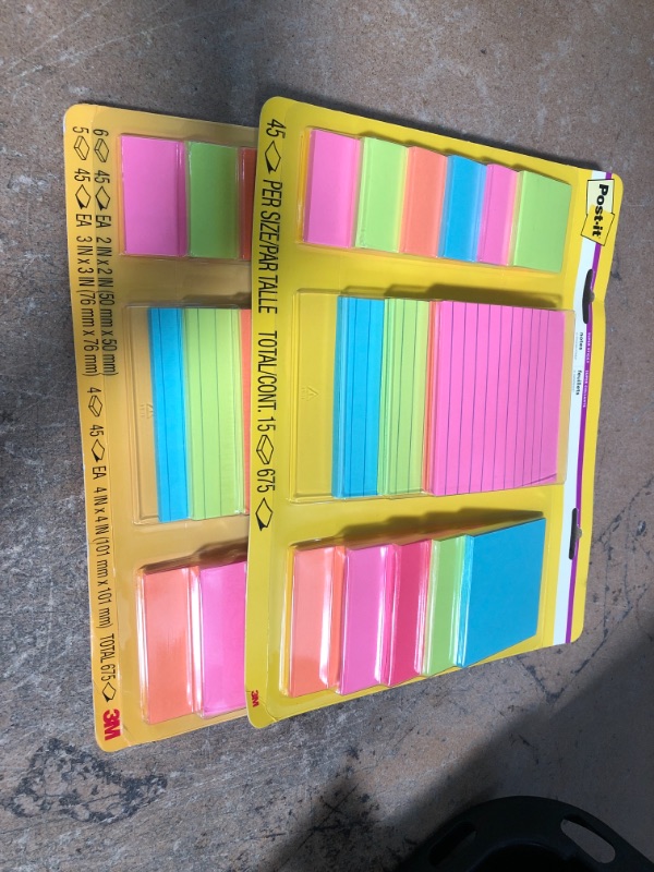 Photo 2 of ** SETS OF 2 **
Post-it Super Sticky Notes, Assorted Sizes, 15 Pads, 2x the Sticking Power, Miami Collection, Neon Colors (Orange, Pink, Blue, Green), Recyclable (4423-15SSMIA)
