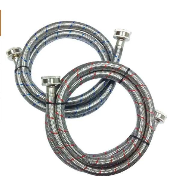 Photo 1 of 3/4 in. FHT x 3/4 in. FHT x 60 in. Stainless Steel Washing Machine Supply Line (2-Pack)
