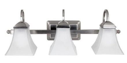 Photo 1 of Hampton Bay
24.5 in. 120-Watt Equivalent 3-Light Brushed Nickel Integrated LED Vanity Light Bar