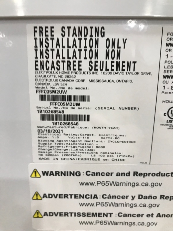 Photo 7 of Frigidaire 5.0 Cu. Ft. White Chest Freezer

//powers on//small dent on bottom corner of item