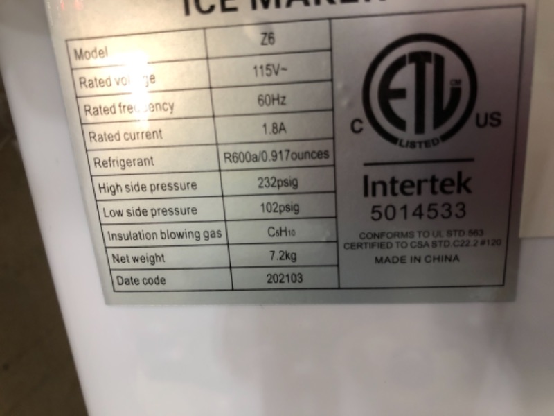 Photo 4 of Ice Maker Machine for Countertop, Self Cleaning Function, Portable Ice Cube Makers, Make 26 lbs ice in 24 hrs, Ice Cubes Ready in 6-8 Mins with Ice Scoop and Basket for Home/Office/Bar
