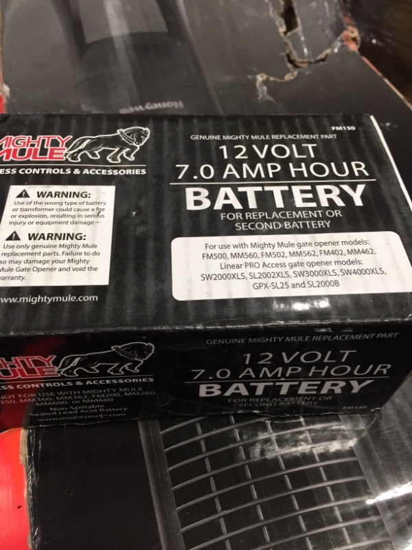 Photo 2 of Mighty Mule 12-Volt Battery for Mighty Mule Automatic Gate Openers (FM150)