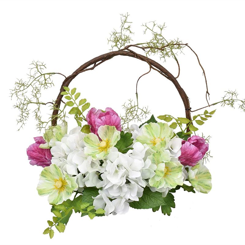 Photo 1 of ALLHANA Spring Wreath for Front Door, 16-18 Inch Artificial White Flowers Green Leaves Summer Hydrangea Wreaths for All Seasons Farmhouse Home Wall Window Decor PACK OF 2
