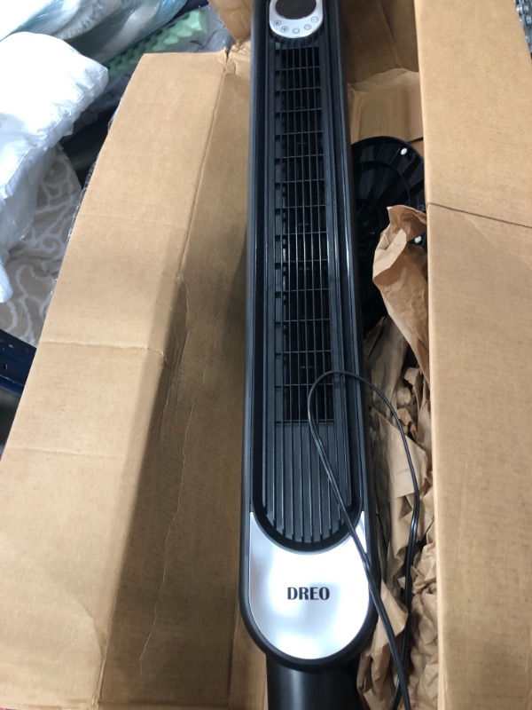 Photo 2 of Dreo 42 Inch Tower Fan with Remote. Floor Fan Oscillating 90°. Powerful Fan 6 Speeds. Quiet Bladeless Fan. 3 Modes. 12-Hour Timer. LED Display. Black Indoor Standing Fans for Home Bedroom Office Room
BASE BROKEN.