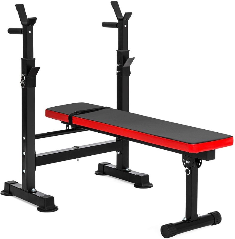 Photo 1 of Balancefrom RS 40 Adjustable Folding Multifunctional Workout Station Adjustable Olympic Workout Bench with Squat Rack, Black